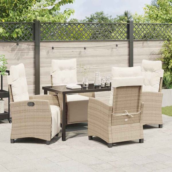 vidaXL Garden Dining Set 5 pcs Beige poly rattan