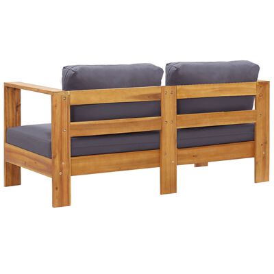 vidaXL Patio Sofa Bench with Cushions 55.1" Solid Acacia Wood Gray