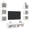 vidaXL TV Wall Unit Set of 8 White Engineered wood, glass 8 Piece Set
