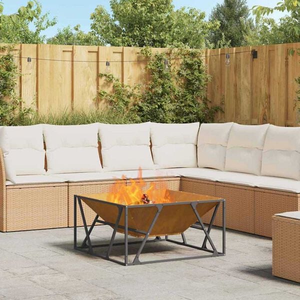 vidaXL Fire Pit Brown 31.50 x 31.50 x 15.75 in Steel