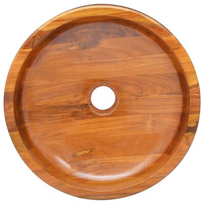 vidaXL Basin Solid Wood Teak Φ15.7"x3.9"