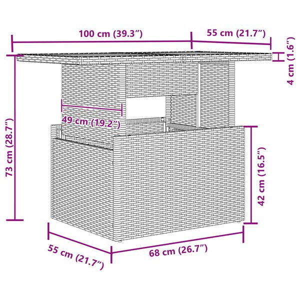 vidaXL Garden Sofa Set Height-Adjustable 7 pcs Black poly rattan