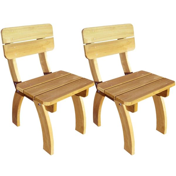vidaXL Garden Chair Set of 2 Natural Pine Green treated pinewood