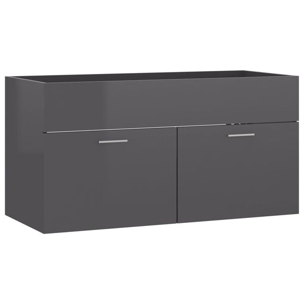 vidaXL Sink Cabinet High gloss grey Engineered wood Large