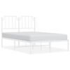 vidaXL Bed Frame White Powder-Coated Steel Double Bed Frame