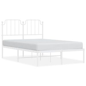 vidaXL Bed Frame White Powder-Coated Steel Double Bed Frame