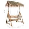 vidaXL 2-Seater Swing Bench with Palm Leaves and Cushion 79.5" Bamboo