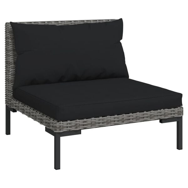 vidaXL Garden Lounge Set Dark gray rattan, Black cushions