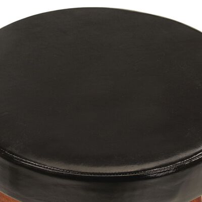 vidaXL Bar Stools 2 pcs Real Leather and Solid Wood Acacia