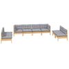 vidaXL Garden Lounge Set Grey Solid pinewood, fabric (100% polyester)