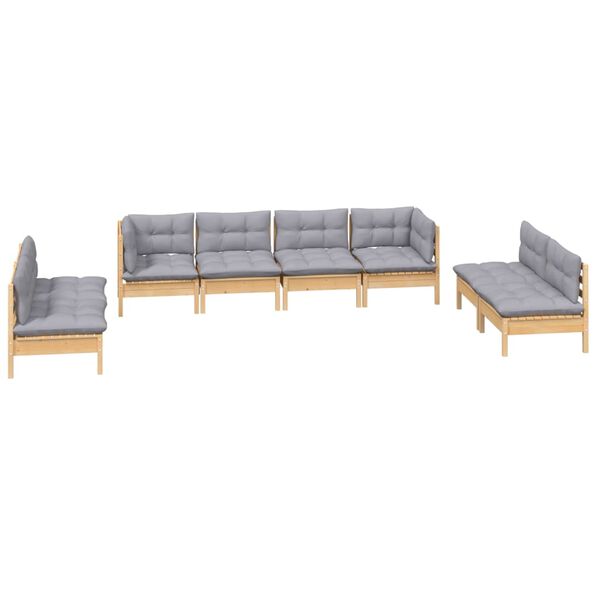 vidaXL Garden Lounge Set Grey Solid pinewood, fabric (100% polyester)
