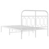 vidaXL Bed Frame White Steel 47.2 x 78.7 in Bed Frame Rectangular