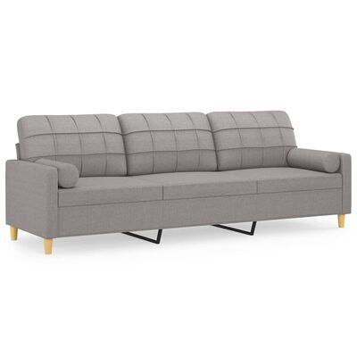 vidaXL 3-Seater Sofa with Pillows&Cushions Light Gray 82.7" Fabric