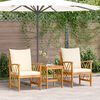 vidaXL Garden Sofa Set with Cushion 3 pcs Brown solid acacia wood