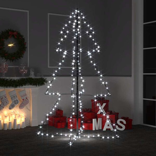 vidaXL Christmas Cone Tree Cold white Metal 38.6 x 59.1 in