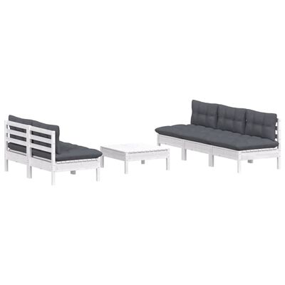 vidaXL 6 Piece Patio Lounge Set with Anthracite Cushions Pinewood