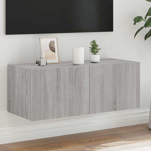 vidaXL TV Wall Cabinet Grey sonoma Engineered wood Medium