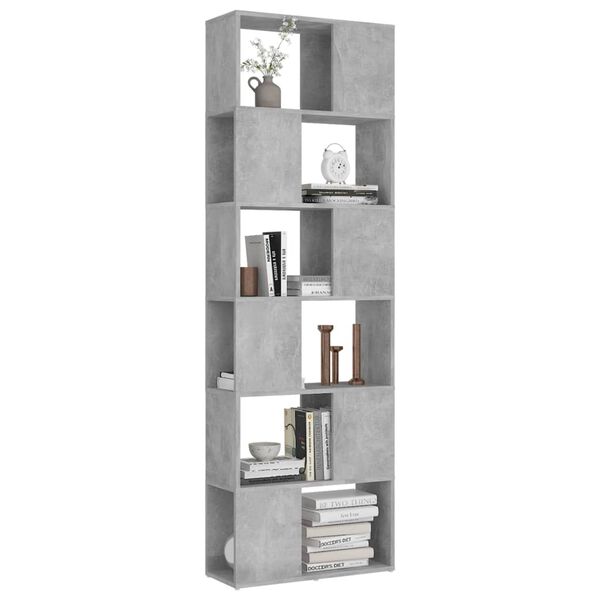 vidaXL Book Cabinet Room Divider Concrete Grey Engineered wood Standard