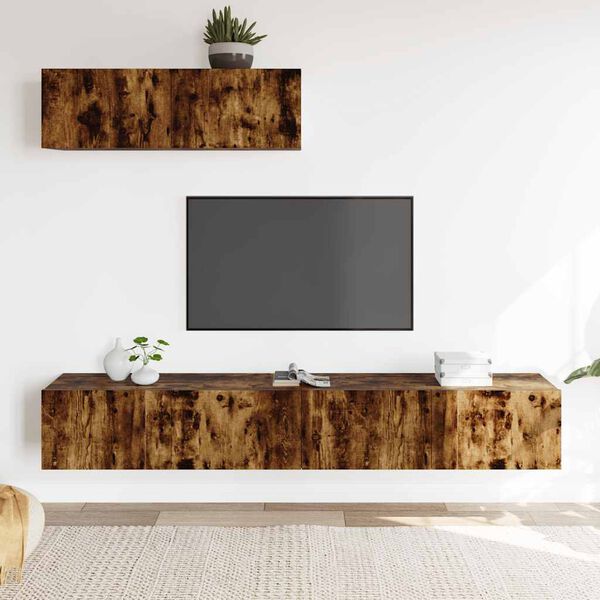 vidaXL TV Cabinet Set 3 Piece Set Smoked Oak Engineered Wood Medium