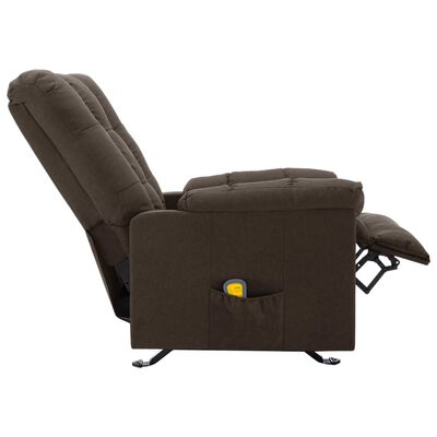 vidaXL Massage Reclining Chair Dark Brown Fabric
