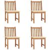 vidaXL Patio Chairs 4 pcs with Cushions Solid Teak Wood