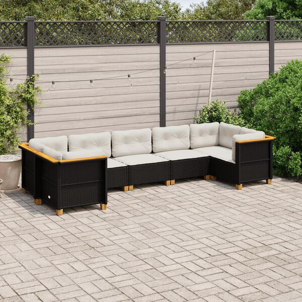 vidaXL Garden Sofa Set Black, Cream White