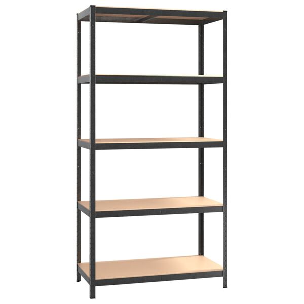 vidaXL 5-Layer Heavy-duty Shelves 2 pcs Gray Steel&Engineered Wood