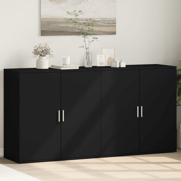 vidaXL Sideboard Black Engineered wood Medium Sideboard Rectangular