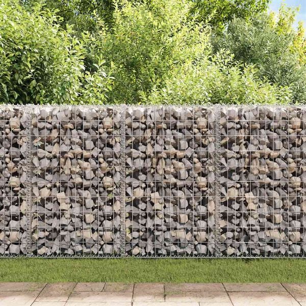 vidaXL Gabion Wall with Covers Galvanized Steel 19.7"x7.78"x39.4"