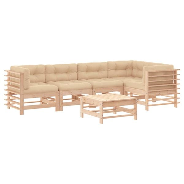 vidaXL Garden Lounge Set Beige Solid pine wood Large Modular