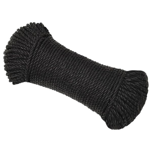 vidaXL Work Rope Black 0.24 " 328.1 ' Polypropylene