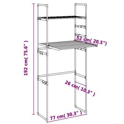 vidaXL Washing Machine Shelf 30.3"x20.5"x75.6" Aluminum