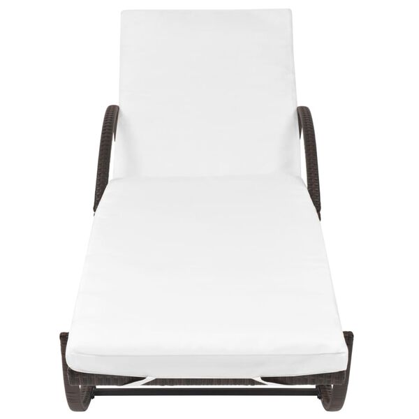 vidaXL Sun Lounger Set of 3 Brown PE rattan Standard Sun Lounger