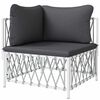 vidaXL Garden Corner Sofa White Woven fabric, powder-coated steel, textilene