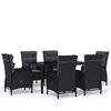 vidaXL Garden Dining Set Black Powder-coated steel Large
