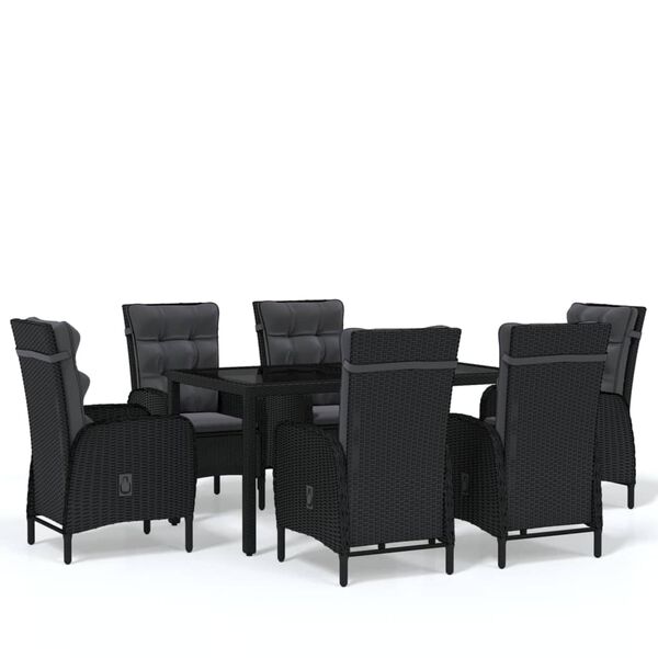vidaXL Garden Dining Set Black Powder-coated steel Large