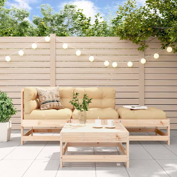 vidaXL Garden Lounge Set Natural Pine Solid Pine Wood Medium