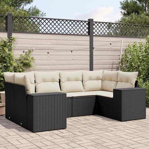 vidaXL Garden Sofa Set Black PE Rattan Large Adjustable Feet