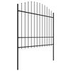vidaXL Garden Fence with Spear Top Steel 561.4"x68.9" Black