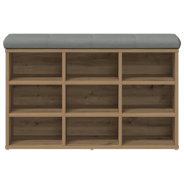 vidaXL Shoe Bench Artisan Oak, Light Grey Engineered Wood, Polyester, Foam