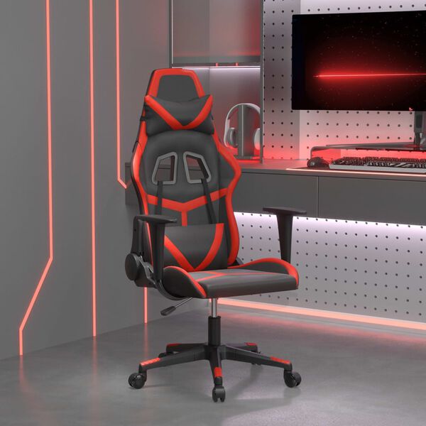 vidaXL Gaming Chair Black and Red Faux leather, metal, plywood Standard