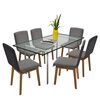 vidaXL Dining Chair Set of 6 Dark grey Polyester and Oak wood Standard