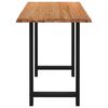 vidaXL Dining Table Light Brown, Black Solid Oak Wood, Powder-Coated Steel