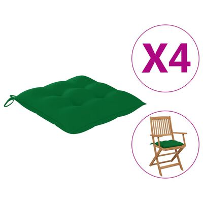 vidaXL Chair Cushions 4 pcs 15.7"x15.7"x2.8" Green