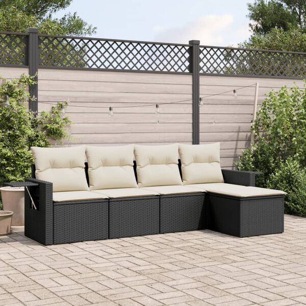 vidaXL Garden Sofa Set Black, Cream White