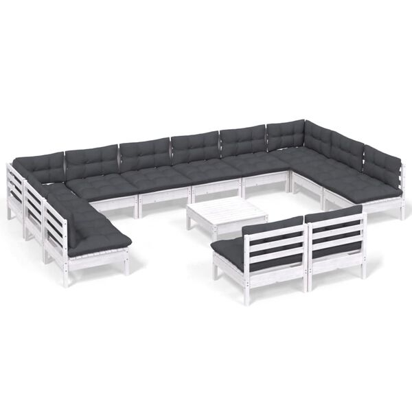 vidaXL Garden Lounge Set White, Anthracite
