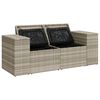 vidaXL Garden Sofa Light Grey PE Rattan, Powder-Coated Steel, Polyester