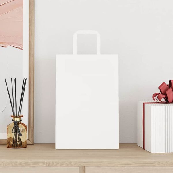 vidaXL Paper Bags 50 pcs with Handles White 21x11x31 cm