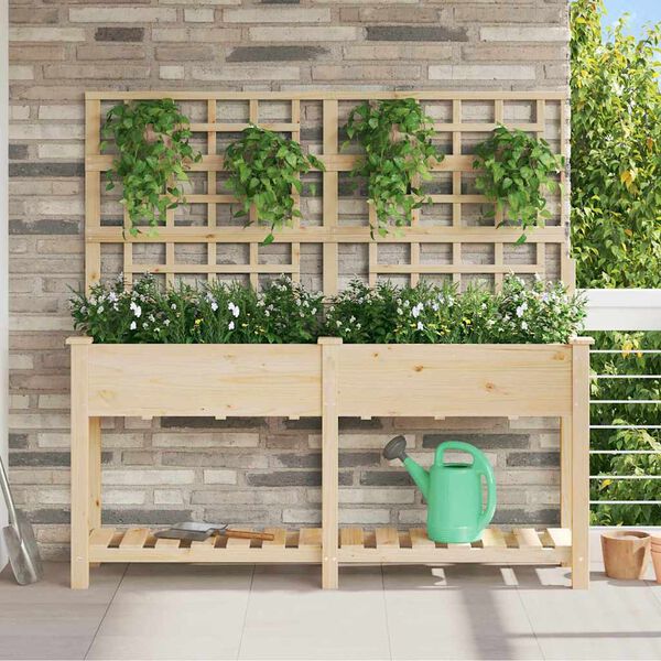 vidaXL Garden Planter Beige 63.39 x 18.11 x 60.04 in Solid Fir Wood