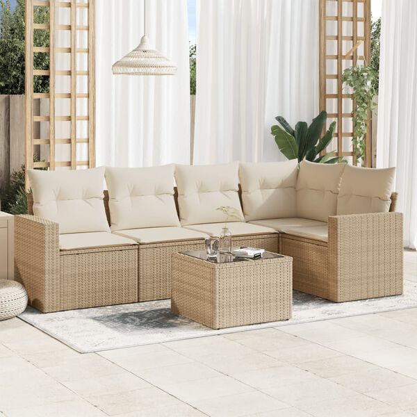 vidaXL Garden Sofa Set Beige, Cream White